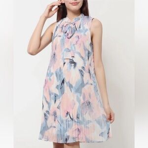 DKNY Floral Pleated Dress